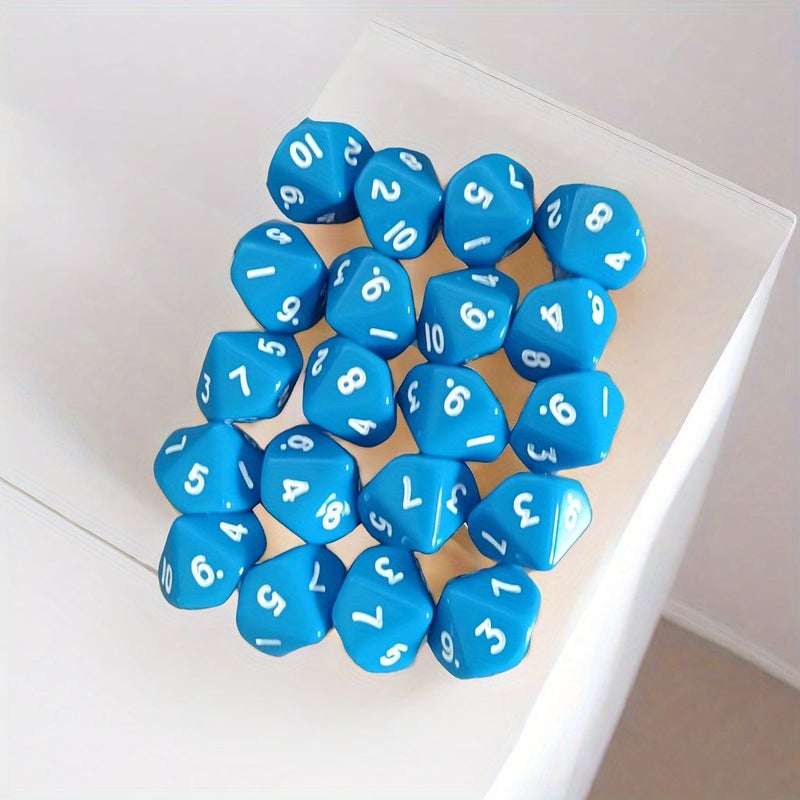 Blue 20 Piece 16mm Multi Sided Dice Set Numbers 1 10 for Math Games - Image 5