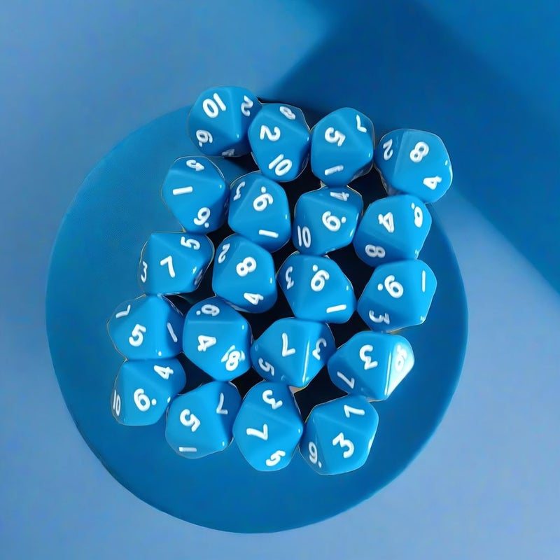 Blue 20 Piece 16mm Multi Sided Dice Set Numbers 1 10 for Math Games - Image 2