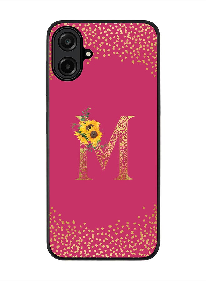 Stylizedd For Samsung Galaxy A07 4G Case,Slim fit Camera Protection, Shockproof Thin Phone cover  - Custom Floral Monogram - M ( Deep Pink )