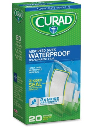 CURAD Curad Clear Waterproof Adhesive Strips - 20/Box - Transparent - Polyurethane MIICUR5108 
