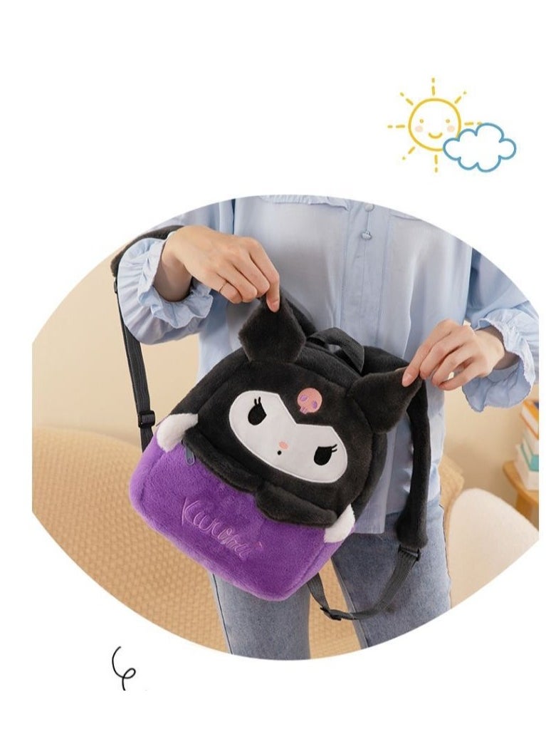 Sanrio Kuromi crossbody bag, handbag, plush bag, children's handbag, purple and black  - Image 3