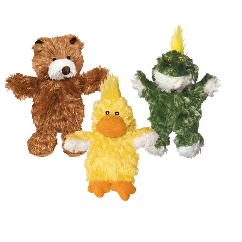 KONG Low Stuffing with Squeaker Dog Toy, X-Small, 3 Animals, Bear, Duck, Frog - Image 1
