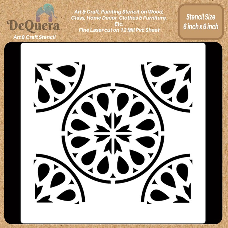 DEQUERA DeQuera Craft Stencils for DIY Art Craft ReUsable Used for Painting Journaling Mix Media Wall Painting and Other Decorative Purposes Size 6 x 6 Inch Pack of 1 DQL112