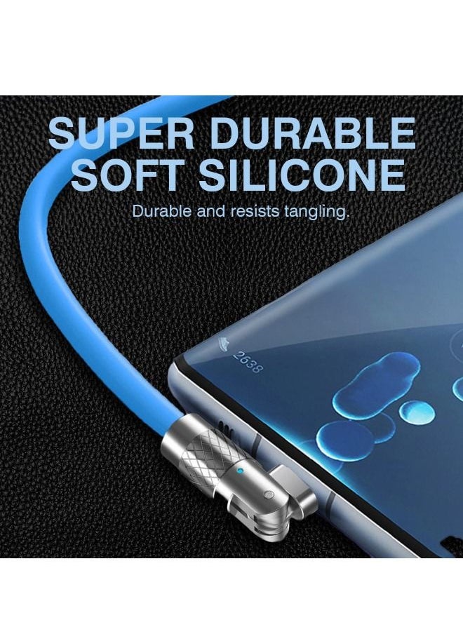 USB to C Fast Charge Cable with Charging Indicator, 180° Rotating Fast Charge Cable Maximum Output Power 120W, Flexible Rotary Connector Thick Rubber Safety Charging(for Type-C, Blue 2 Meter)