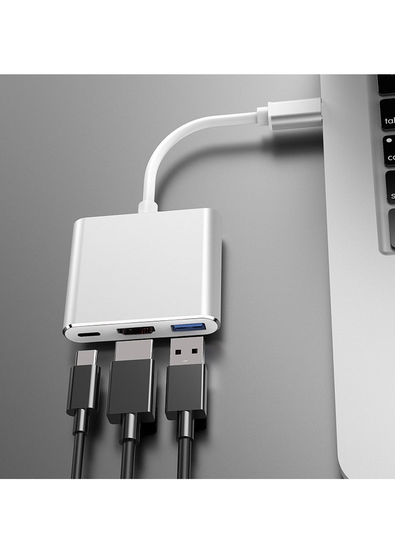 محول 3 في 1 من النوع C إلى HDMI مع مخرج 4K HDMI، محول USB C إلى Type-C (PD) / HDTV/USB 3.0 للهاتف المحمول. شاشة، كمبيوتر محمول