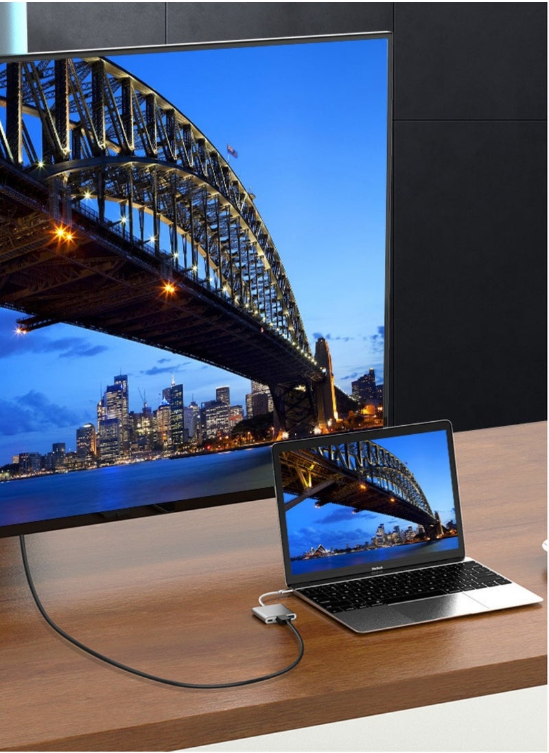 محول 3 في 1 من النوع C إلى HDMI مع مخرج 4K HDMI، محول USB C إلى Type-C (PD) / HDTV/USB 3.0 للهاتف المحمول. شاشة، كمبيوتر محمول