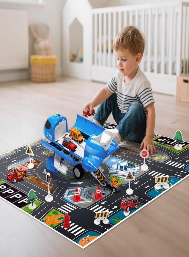 CUTE STONE Toy Airplane with Lights & Sounds, Friction Powered Plane Toy with Mini Cars for Kids, Great Gift for Boys and Girls - Image 3
