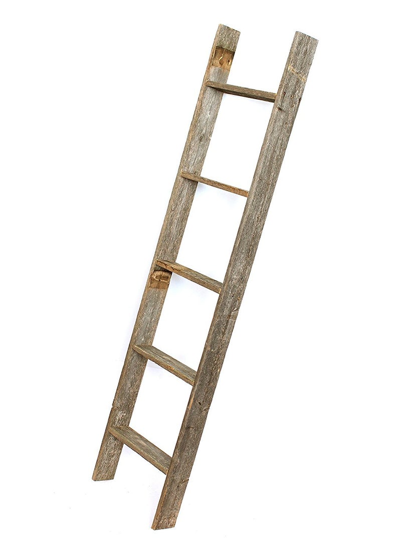 BarnwoodUSA LLC BarnwoodUSA Rustic Reclaimed Old Wooden Bookcase 5 Foot Ladder 