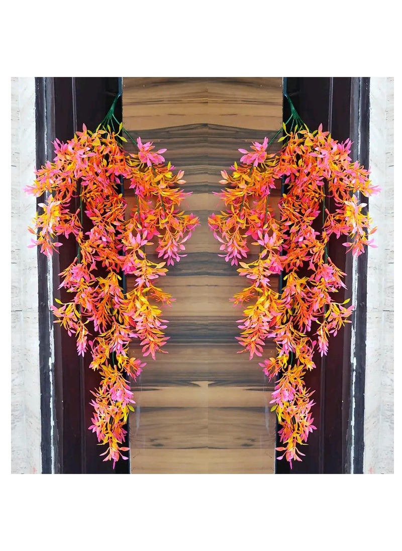 Generic Artificial Hanging Leaf Garland Pink and Orange 40 cm Length 