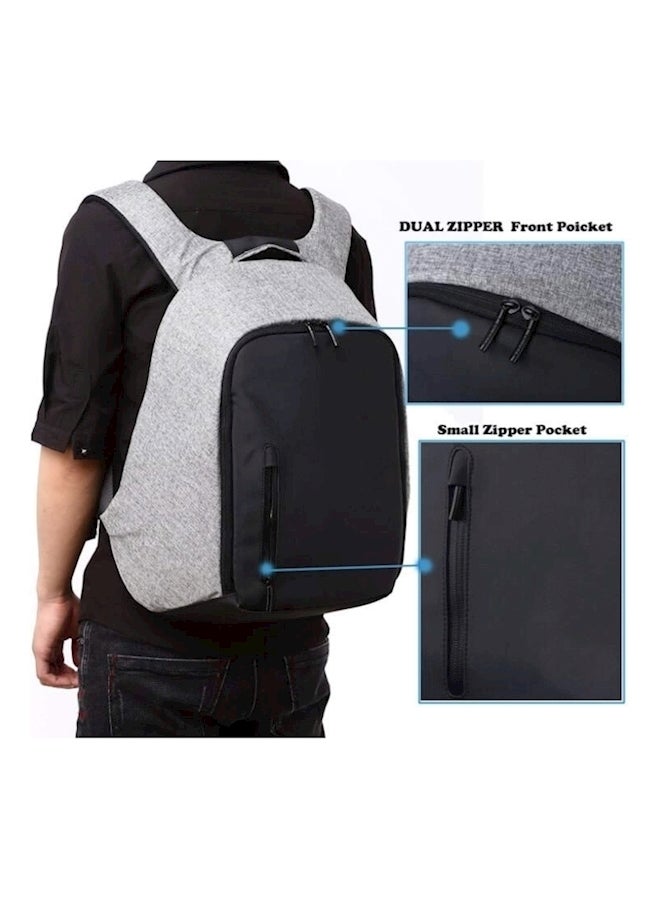 Anti Theft Backpack With USB Charging Port Grey/Black - Image 3