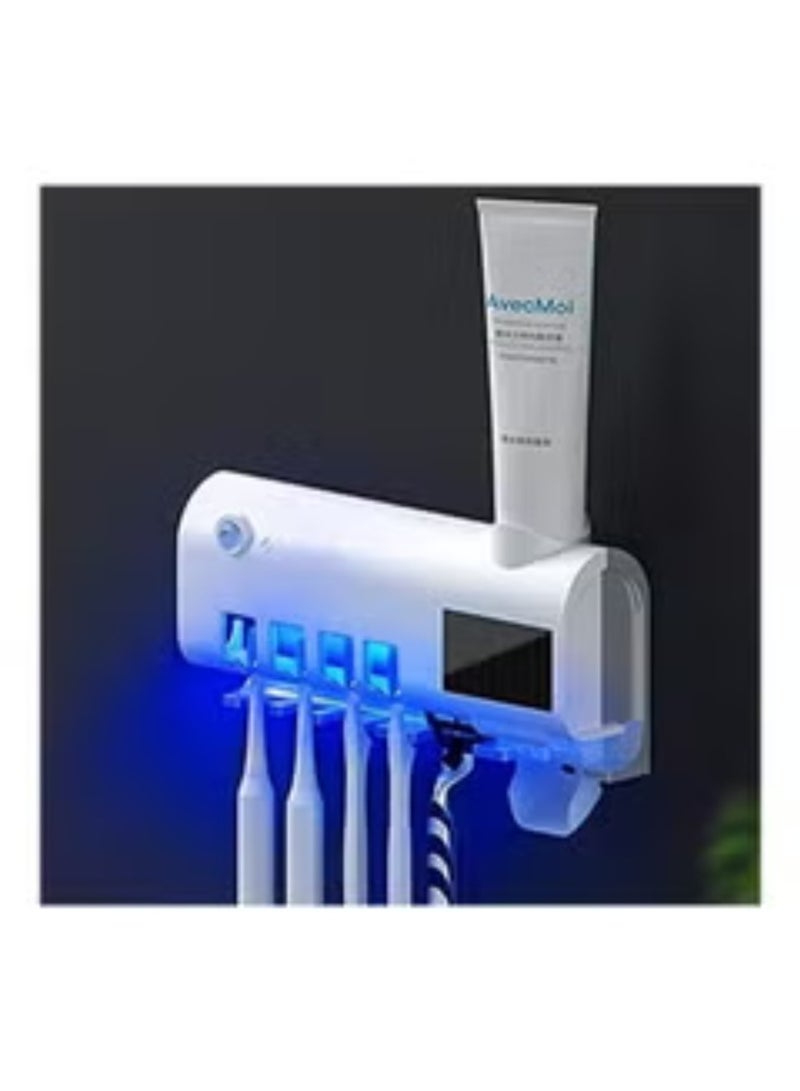 ORLENIC UV Toothbrush Sterilizer with Holder & Toothpaste Dispenser – Rechargeable UV Toothbrush Sanitizer, Wall Mounted Bathroom Organizer, Germ-Free Toothbrush Holder Stand with Timer, White - Image 3