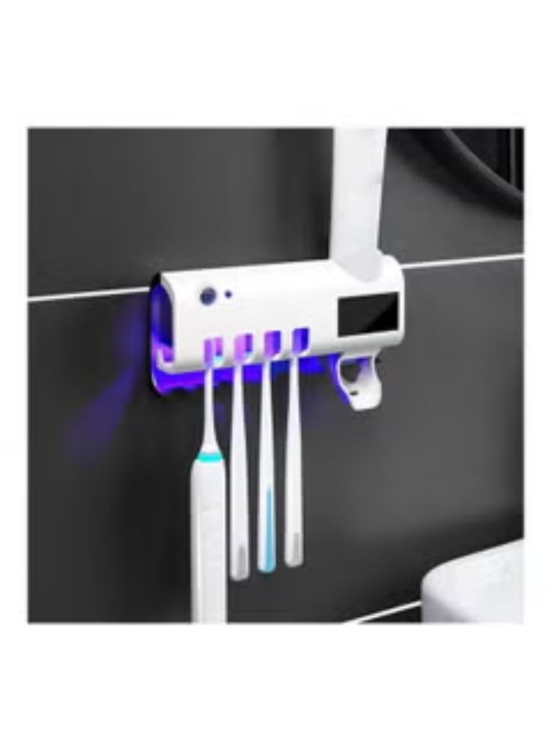ORLENIC UV Toothbrush Sterilizer with Holder & Toothpaste Dispenser – Rechargeable UV Toothbrush Sanitizer, Wall Mounted Bathroom Organizer, Germ-Free Toothbrush Holder Stand with Timer, White - Image 2