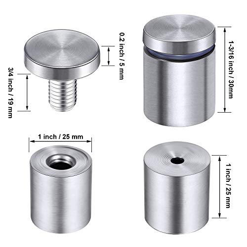 Pelopy 8 Pcs Sign Standoff Screws Advertising Screws Stainless Steel Wall Standoff Mounts Glass Acrylic Nail(1 x 1-3/16 Inch) - Image 2