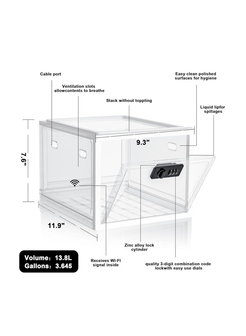 Generic Medicine Lock Box for Safe Medication  Compact and Hygienic Lockable Box for Food Medicine and Home Safety Tablet Phone Jail Lock Box Lockable Storage box Clear white color  - Image 2