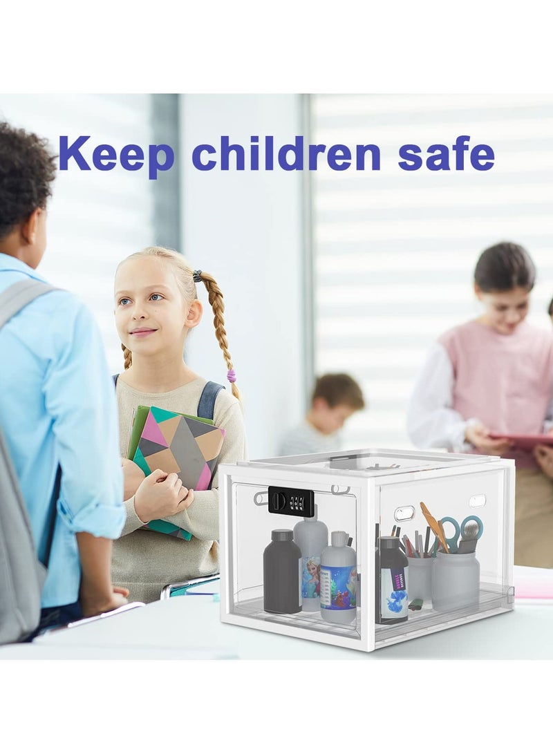 Generic Medicine Lock Box for Safe Medication  Compact and Hygienic Lockable Box for Food Medicine and Home Safety Tablet Phone Jail Lock Box Lockable Storage box Clear white color  - Image 3