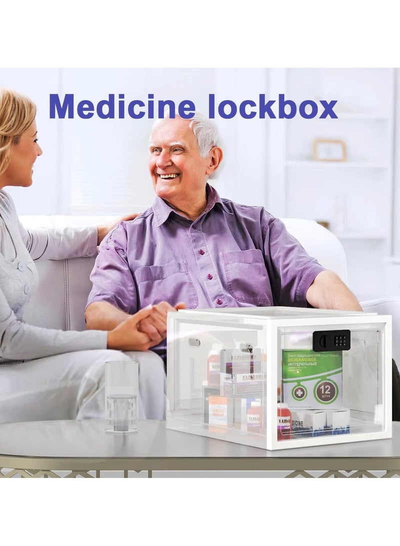 Generic Medicine Lock Box for Safe Medication  Compact and Hygienic Lockable Box for Food Medicine and Home Safety Tablet Phone Jail Lock Box Lockable Storage box Clear white color  - Image 5