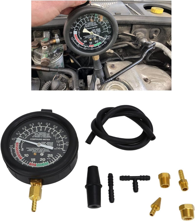 Keaa Fuel Pump Vacuum Tester Gauge Carburetor Pressure Automotive Fuel Pressure TestersCar Vacuum and Fuel Pump Tester Gauge Kit Fuel Pump and Vacuu - Image 5