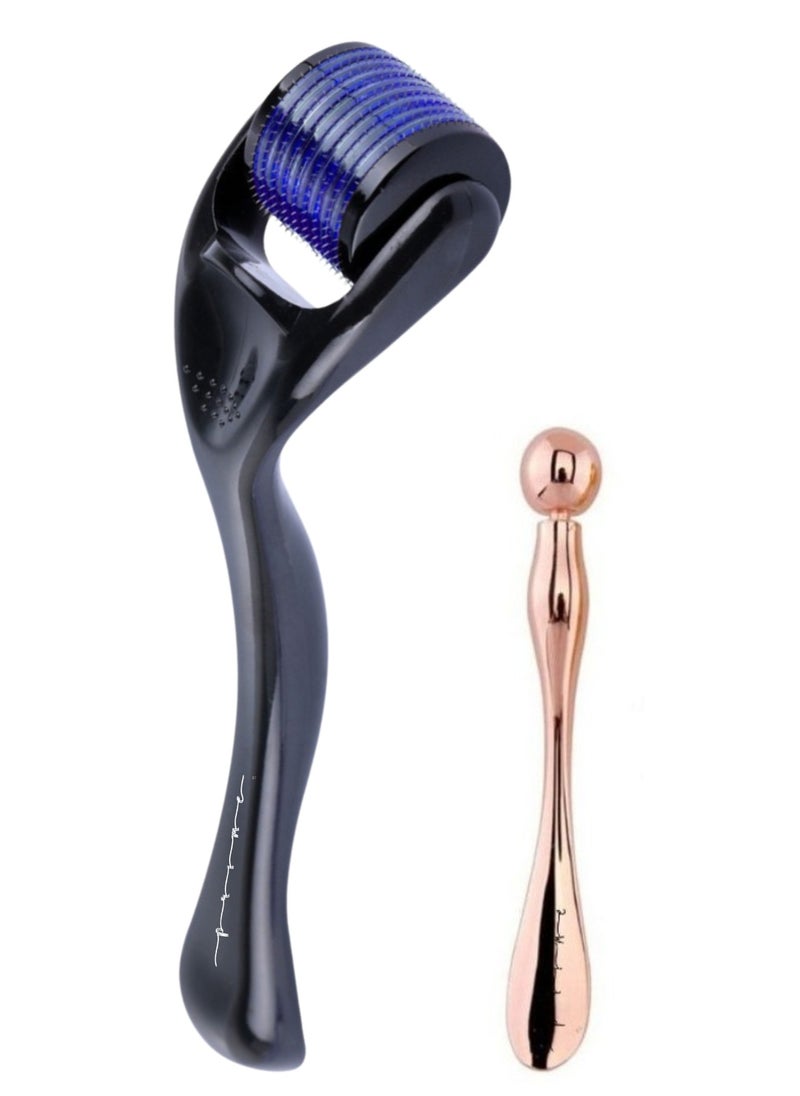 Prime by javaudan Eye Cream Massage Stick Face Mask Spoon Eye Cream Applicator Massager Zinc Alloy Anti Wrinkle Eyes With Derma Roller 0.75 mm Hair Growth Titanium 540 Needle Skin Roller  - Image 1
