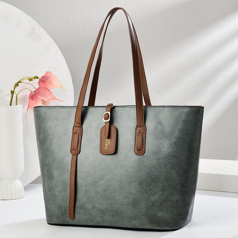 PU Leather Grain Tote Shoulder Bag - Image 2