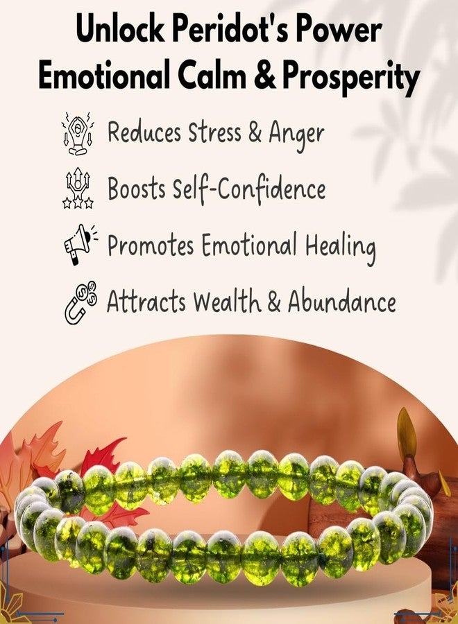 Plus Value Peridot Stone Bracelet for Vastu Feng Shui Chakra Aura Personal Reiki Healing Crystals (Beads Size 6mm, Jute Bag) - Image 2