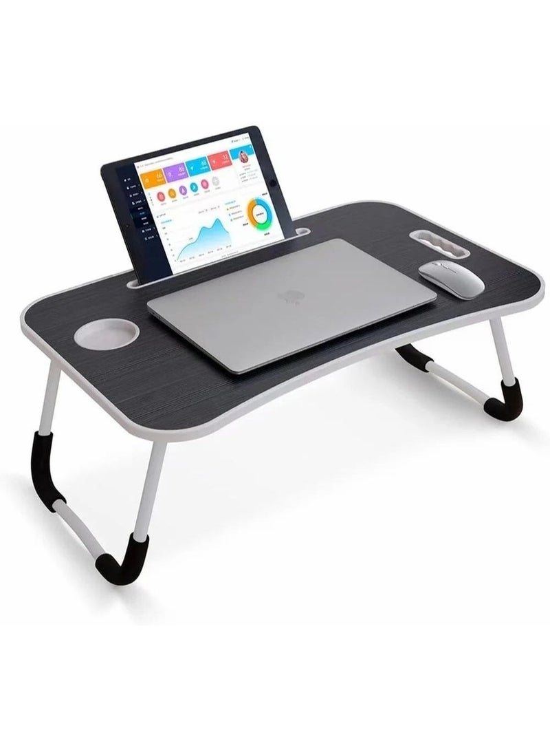 Portable Folding Laptop Table With iPad And Cup Holder  Multi-functions Study Table, Bed Laptop Table 28x60x40cm - Image 1