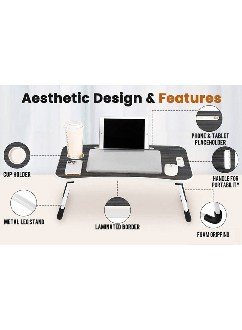 Portable Folding Laptop Table With iPad And Cup Holder  Multi-functions Study Table, Bed Laptop Table 28x60x40cm - Image 5