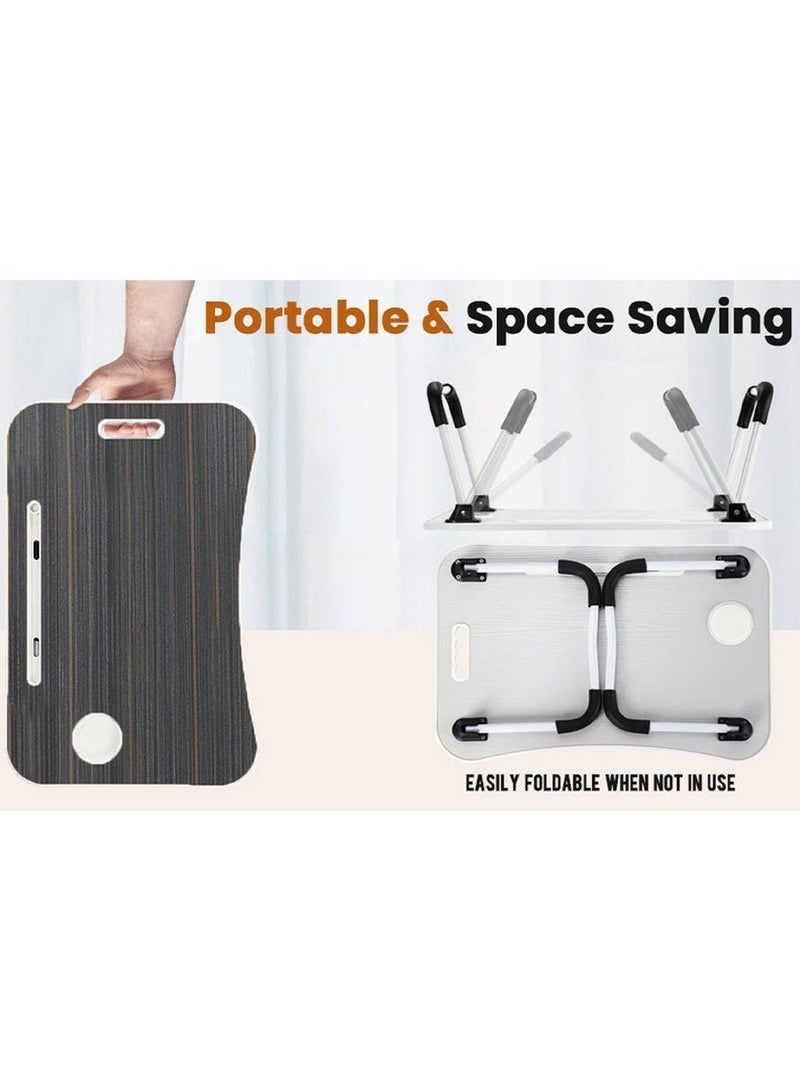Portable Folding Laptop Table With iPad And Cup Holder  Multi-functions Study Table, Bed Laptop Table 28x60x40cm - Image 4