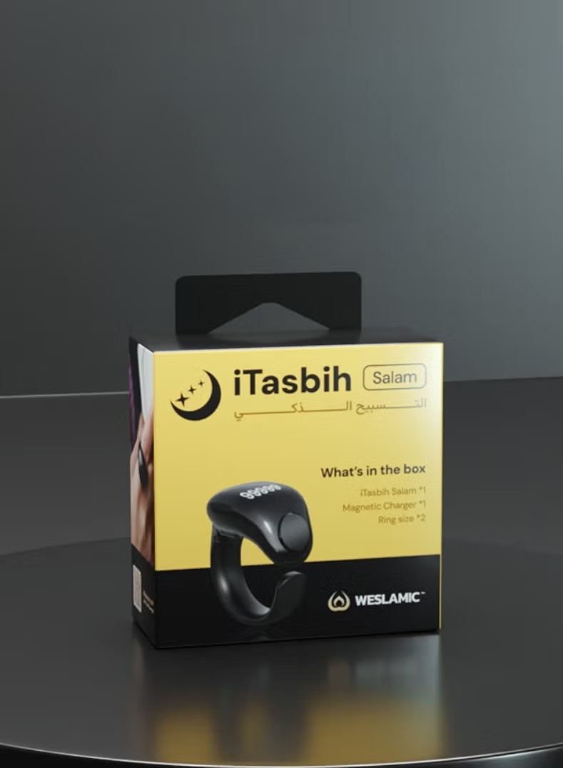 WESLAMIC iTasbih (Salam) Smart Ring, OLED Display, Zikr Counter, Prayer Reminders, 2 Adjustable Sizes 18&20mm in Box, Magnet Charging, Waterproof, Bluetooth Enabled - Image 2
