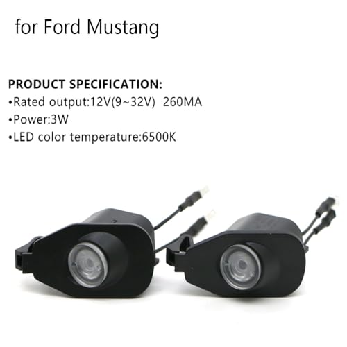 MKRLSTKM 2Pcs Side Mirror Logo Puddle Light Assembly Welcome Light Compatible with Mustang 2013-2024 LED High-Definition Never Fading Replacement for Mustang Lights - Image 4