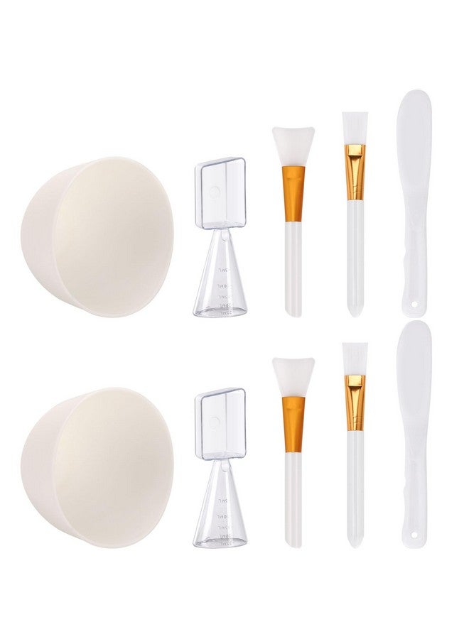 Tecbeauty Face Mask Mixing Bowl Set 10 Pcs Diy Facemask Mixing Tool Kit With Silicone Facial Mask Bowl Brushes Stick Spatula Measuring Cup (White) - Image 1