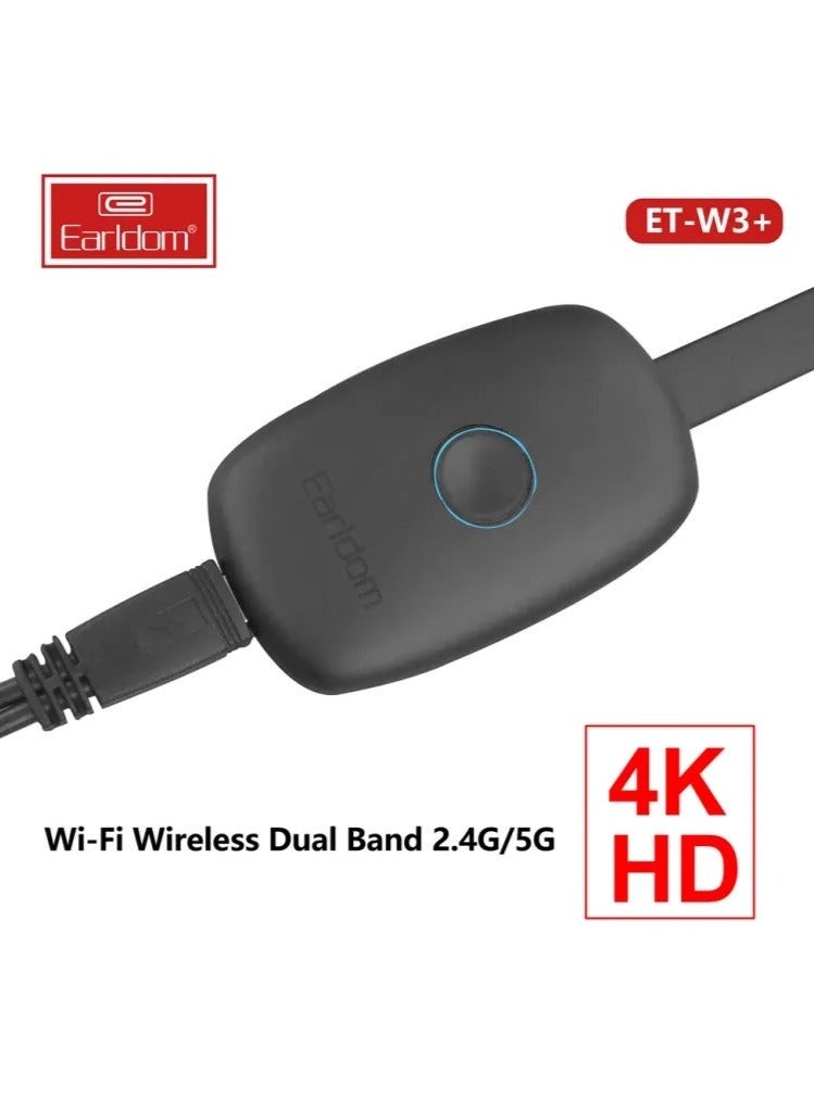 Earldom W3+ Wireless Display Dongle HDMI Digital AV Adapter – 1080P HD WiFi Screen Mirroring Receiver for TV, Projector & Monitor – Plug and Play Streaming Adapter for Phone, Laptop & Tablet – Black - Image 4