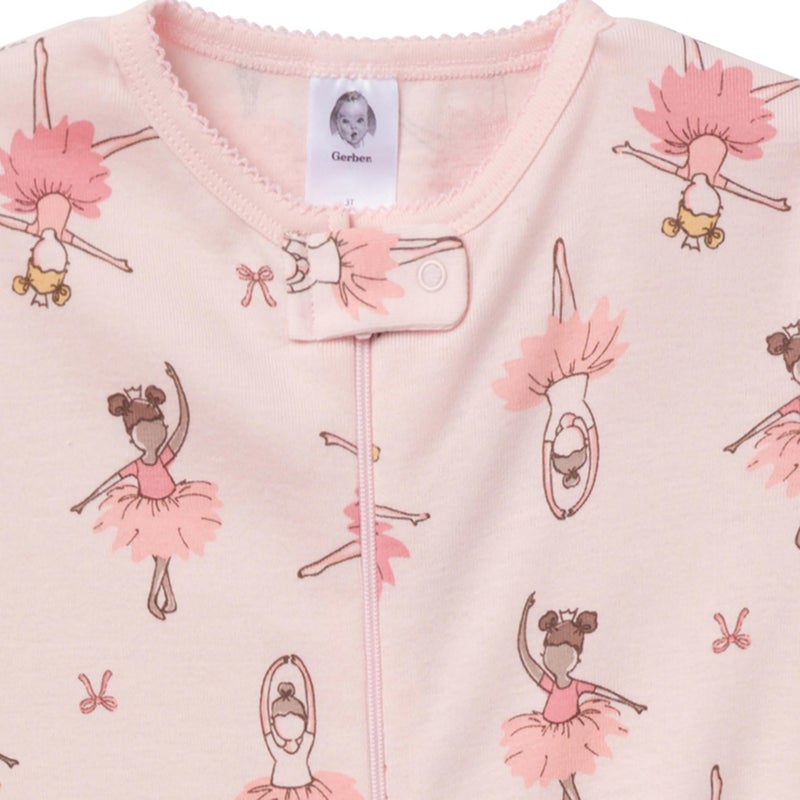 Gerber Baby-Girls 2-Pack Footed Pajamas, Ballerinas, 12 Months - Image 4