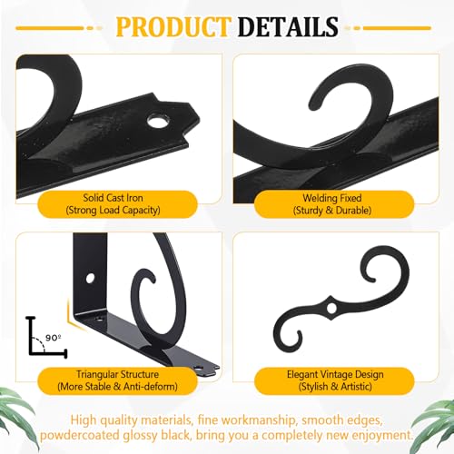 Shimeyao 4 Pack 8 Inch Decorative Shelf Bracket Heavy Duty Wall Mounted Floating Bracket Metal Iron l Shape Black Shelf Support for Bookshelf Home Kitchen Warehouse Farm DIY Open Shelving - Image 3