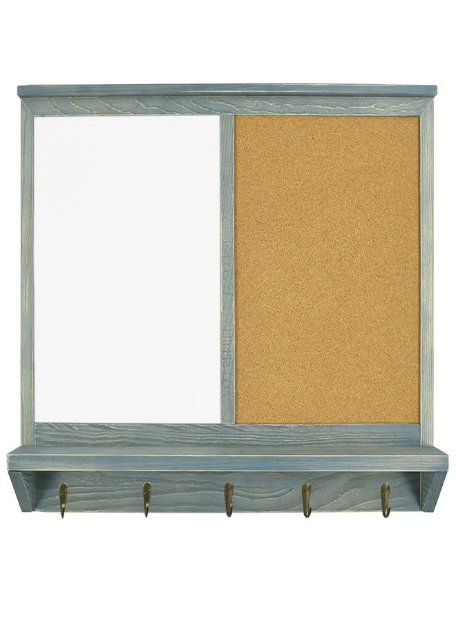 TORASO لوحة الكتابة الجافة ولوحة الفلين من TORASO، لوحة بيضاء ولوحة إعلانات مدمجة، فرز بريد مثبت على الحائط، وخطافات مفاتيح، إطار رمادي عتيق من خشب الصنوبر الصلب (Mail BB-GY-4560) - Image 2