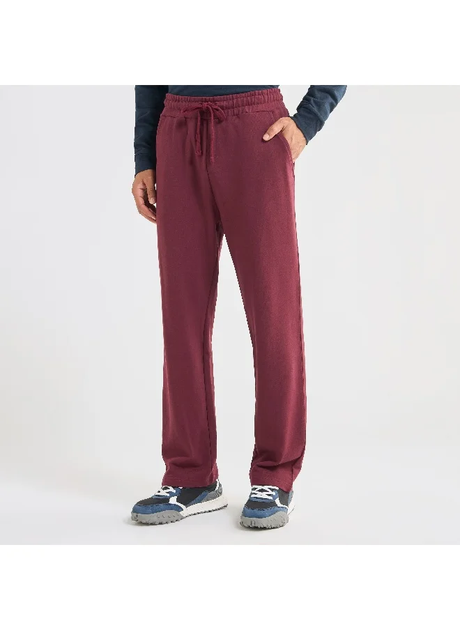 FAV Solid Track Pants with Drawstring Closure and Pockets