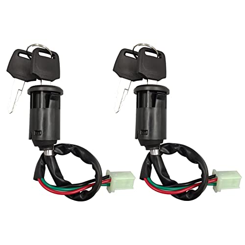 AUTQVA Ignition Switch for Chinese ATV, Key Ignition for Coolster Taotao Sunl Apollo, Key Switch with 4 Wire Replacement for 50cc 70cc 90cc 110cc 125cc Scooters and Dirt Bikes, Pack of 2pcs - Image 2