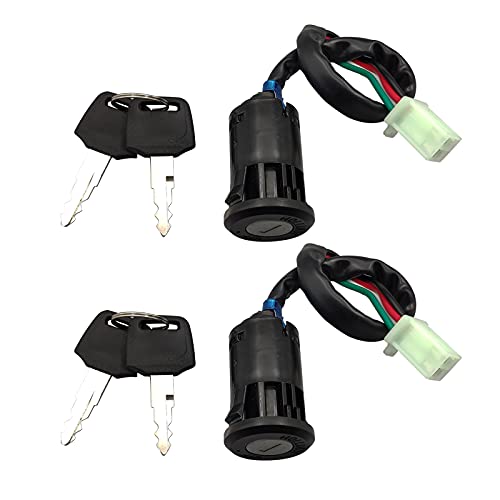 AUTQVA Ignition Switch for Chinese ATV, Key Ignition for Coolster Taotao Sunl Apollo, Key Switch with 4 Wire Replacement for 50cc 70cc 90cc 110cc 125cc Scooters and Dirt Bikes, Pack of 2pcs - Image 1