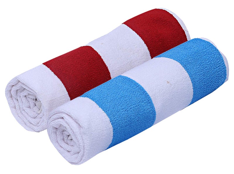Kuber Industries Cotton 2 Pieces Bath Towel 27" x54? (Red & Blue)-CTKTC29749 - Image 1
