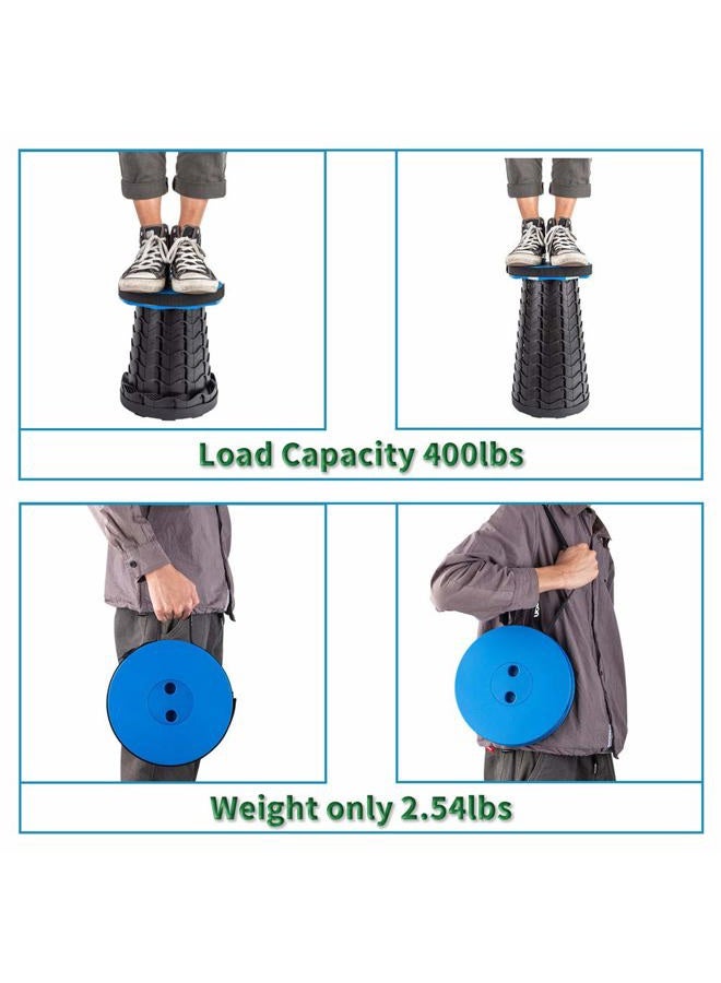 Boreeman AWH Boreeman Upgraded Folding Stool Lightweight Yet More Sturdy with Load Capacity 400lbs Portable Collapsible Stool Retractable Stool for Camping Fishing Hiking BBQ (Blue) - Image 4