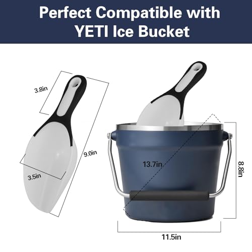 UXIETIN Rambler Ice Bucket Scoop Compatible with Yeti,Food grade PP Ice Scoop with Soft Grip Handle and Hanging Hole Compatible with YETI Rambler Beverage Bucket,Ice Maker - Image 3