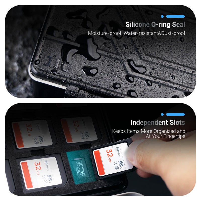 JJC 53 Slots USB and SD Card Case for 18 Flash Drive 8 Mini Driver 9 SD and 18 Micro SD Card,USB Drive Case Hard,Shockproof Water-Resistant,Pen Drive Case USB Flash Drive Thumb Drive Storage Organizer - Image 4