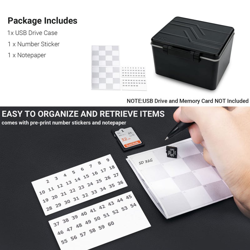 JJC 53 Slots USB and SD Card Case for 18 Flash Drive 8 Mini Driver 9 SD and 18 Micro SD Card,USB Drive Case Hard,Shockproof Water-Resistant,Pen Drive Case USB Flash Drive Thumb Drive Storage Organizer - Image 5