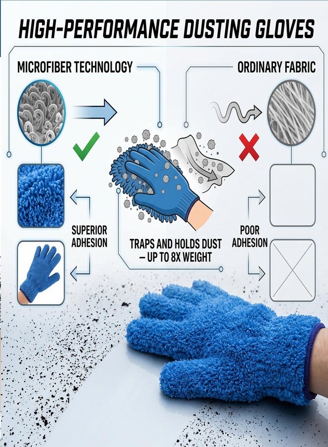 Sibba Microfiber Gloves for Plants Dusting Cleaning, Reusable Cleaning Gloves Mittens, Dusting Mittens for Plants Car Blinds House Use Clean - Image 4
