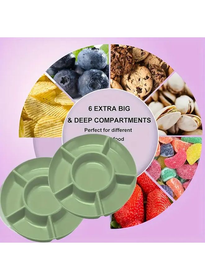 Green 6 Compartments Round Snack Plate for Party Wedding Holiday - Image 5