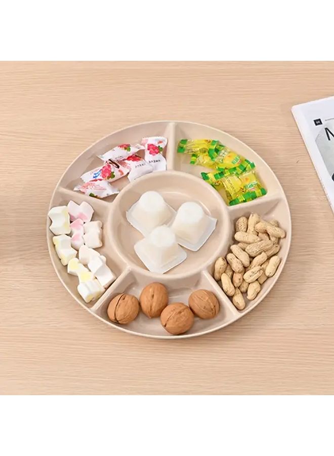 Green 6 Compartments Round Snack Plate for Party Wedding Holiday - Image 1