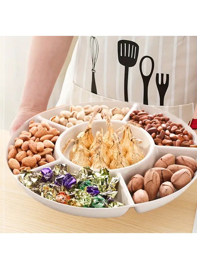 Green 6 Compartments Round Snack Plate for Party Wedding Holiday - Image 3