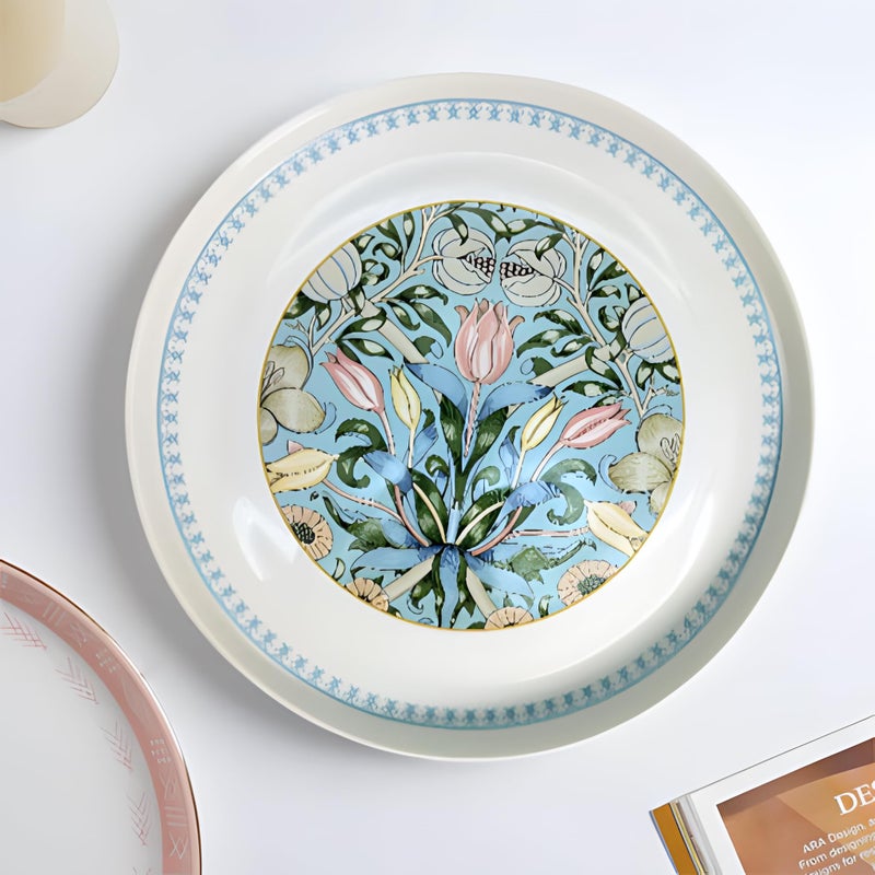 Lemon Tree Ceramic Fine Porcelain Round Deep 10.5-Inch Snack/Dinner Plate - 26.2 cm Diameter, 3 cm Height - Decal Prints - Elegant Serving Plate - Packed in Color Box (Pattren 1) - Image 4