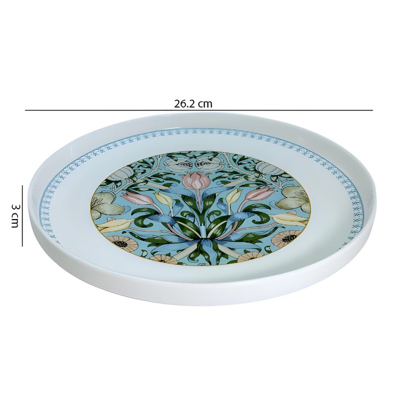 Lemon Tree Ceramic Fine Porcelain Round Deep 10.5-Inch Snack/Dinner Plate - 26.2 cm Diameter, 3 cm Height - Decal Prints - Elegant Serving Plate - Packed in Color Box (Pattren 1) - Image 2