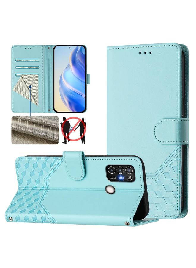 Case For ZTE Blade A52 Honeycomb Embossing RFID Leather Phone Case