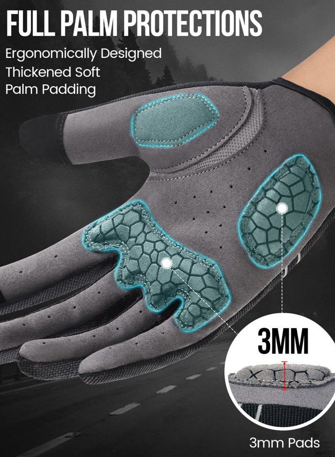 Tanluhu Cycling Gloves Mountain Bike Gloves Biking Gloves for Men Women Outdoor Full Finger Touch Screen Anti-Slip Shock-Absorbing MTB Gloves Road Bicycle Gloves(Black) - Image 4